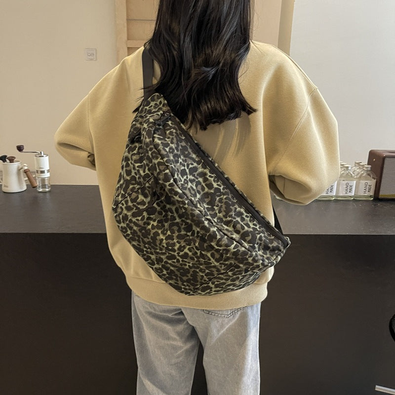 Women's Niche Leopard Print Underarm Dumpling Crossbody Bags