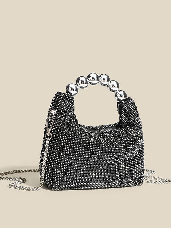 Women's Round Beads With Brick Fashion Diamond Chain Evening Bags