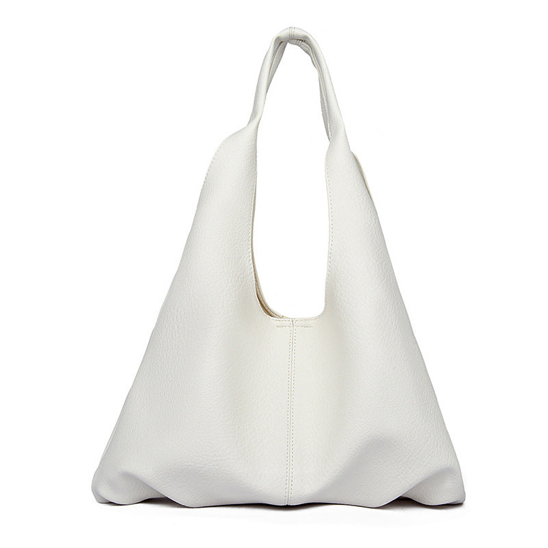 Women's Solid Color Simple Large Capacity Soft Shoulder Bags