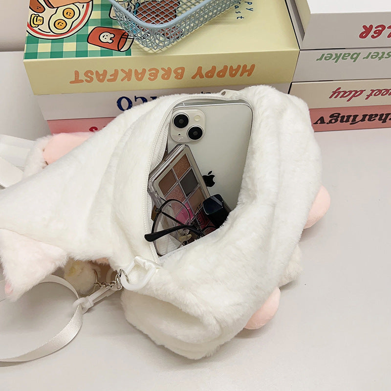 Bow Little Lamb Plush Doll Heart Shoulder Bags