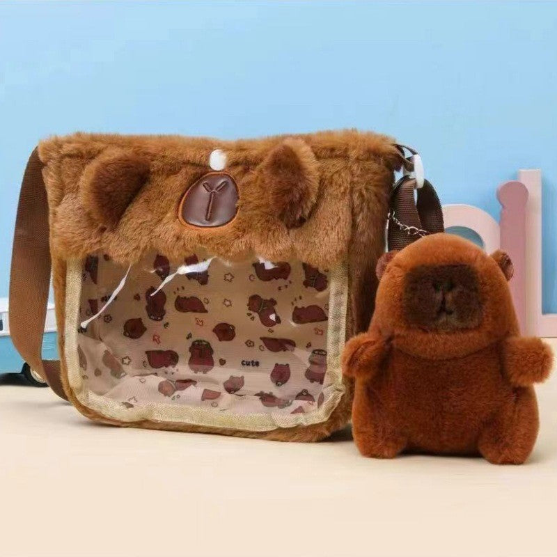 Cute Transparent Cartoon Plush Toy Doll Shoulder Bags