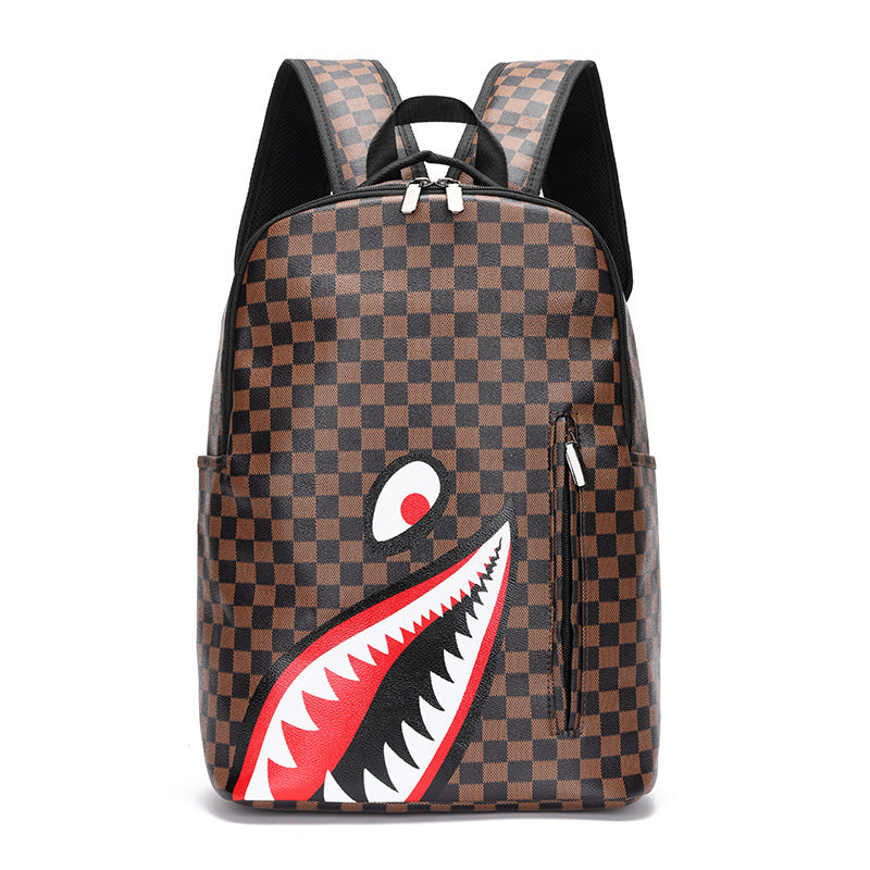 Men's Computer Fashion Trend Plaid Large Capacity Backpacks