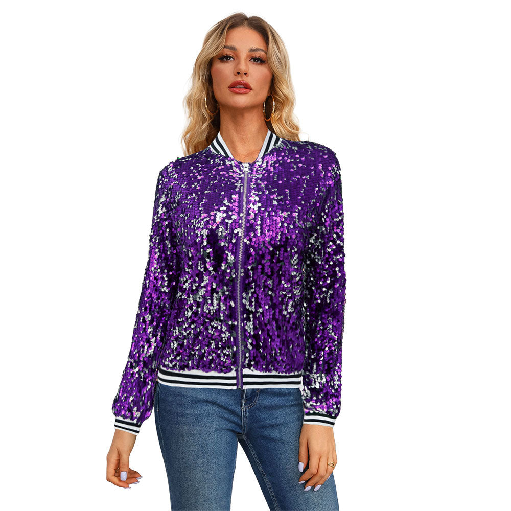 Women's Slouchy Innovative Beautiful Sequined Long-sleeved Jackets