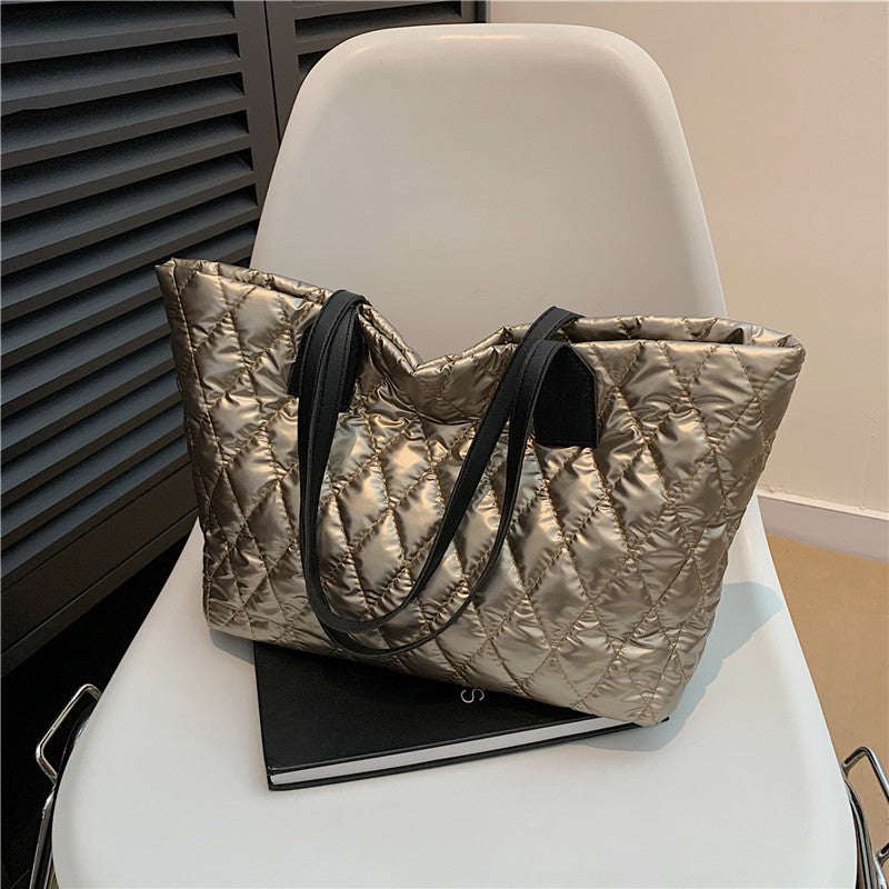 Women's Large Capacity Bale Of Cotton Down Warm Padded Shoulder Bags