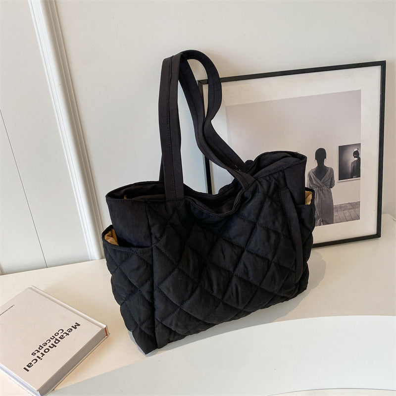 Rhombic Embroidery Clothes Texture Oxford Cloth Shoulder Bags