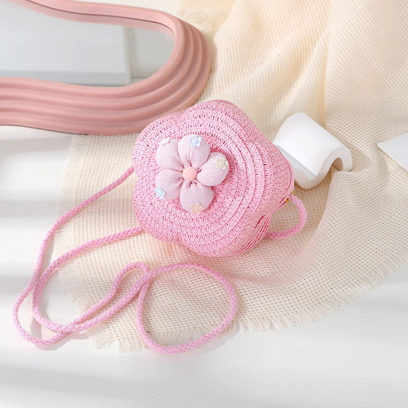 Women's Woven Seaside Flower Beach Summer Mini Children's Coin Purse