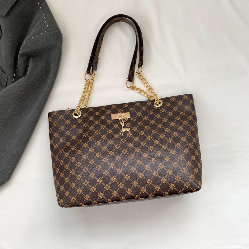 Women's Retro Commuter Texture Chain One Spring Tote Bags
