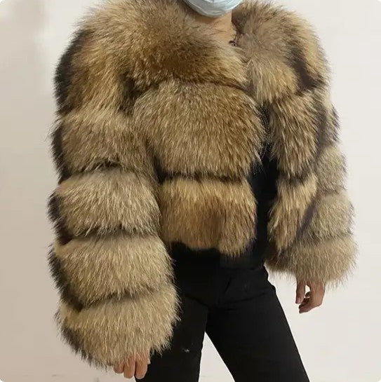 Women's Fur Imitation Raccoon Stitching Artificial Coats