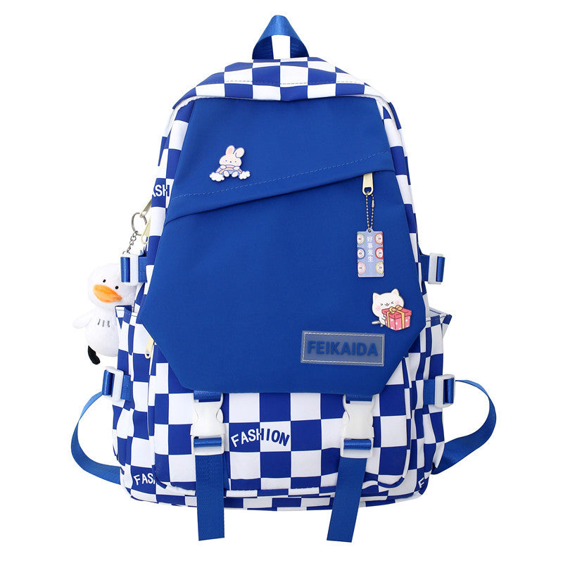 Letters Contrast Color Fashion Fresh Plaid Backpacks