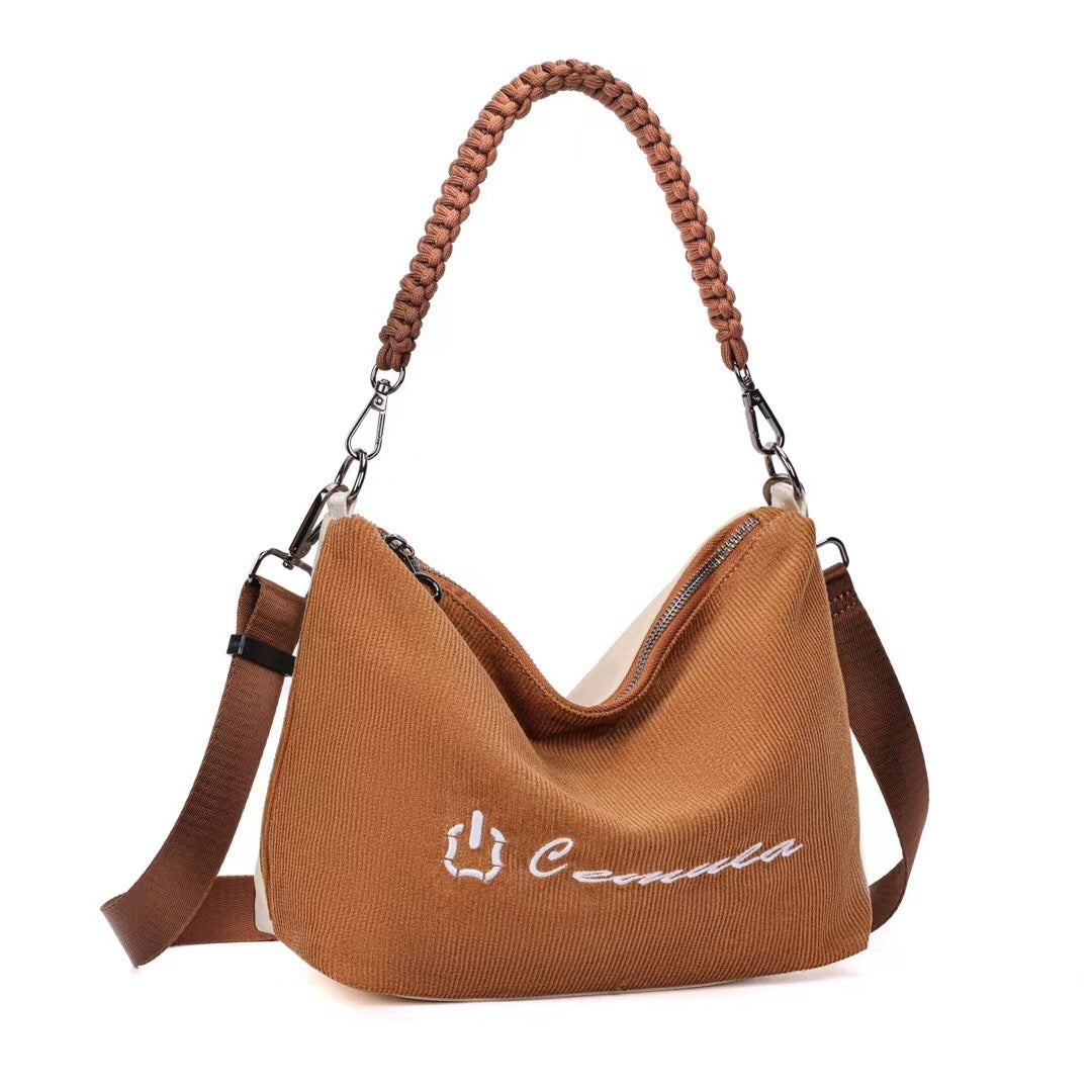 Niche Corduroy With Iti Fabric Fashionable Crossbody Bags