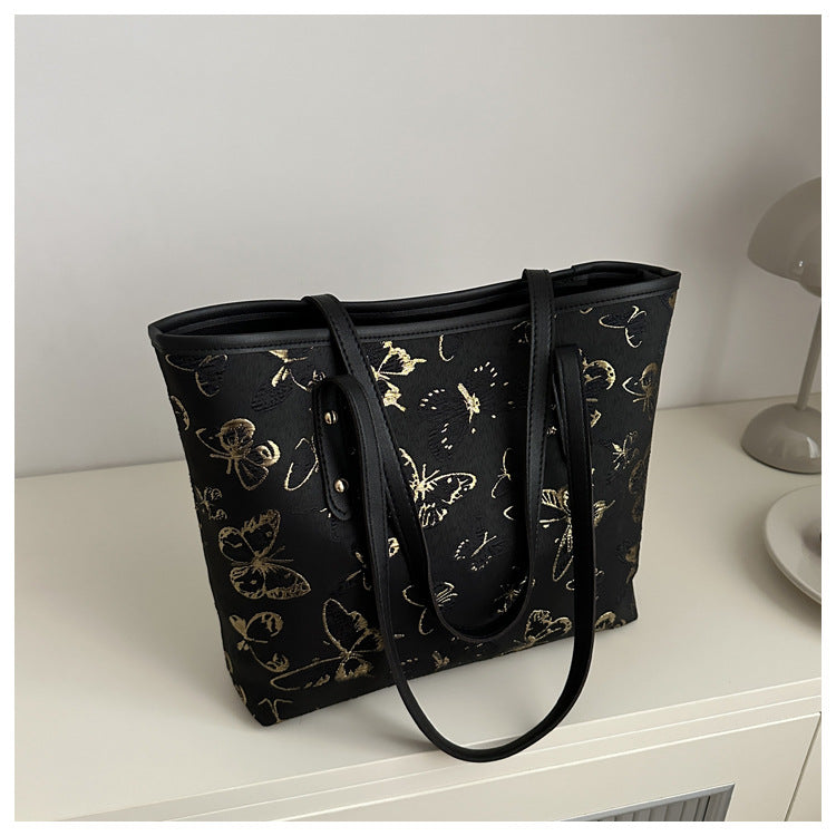 Women's Fashionable Embroidered Butterfly Western Style Large Shoulder Bags