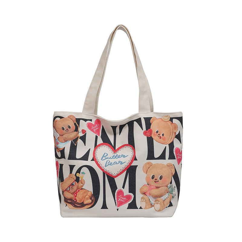 Thailand Niche Canvas Cute Bear Large Bags