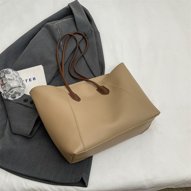 Women's Large Capacity Portable Underarm Fashion Simple Solid Color Big Shoulder Bags