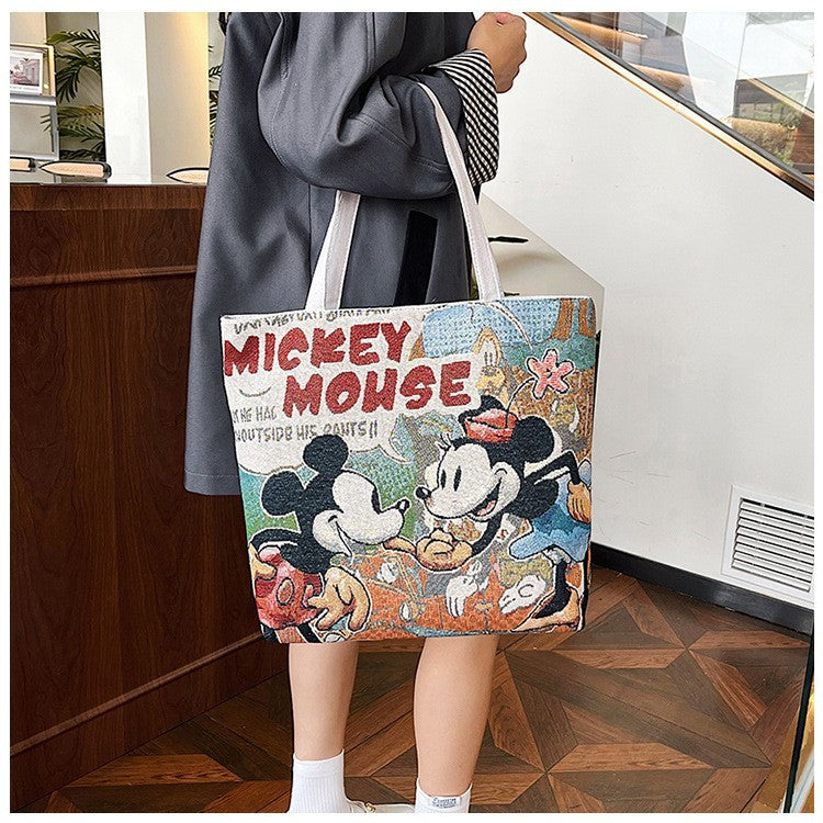 Silk Jacquard Embroidered Cloth Large Capacity Tote Bags