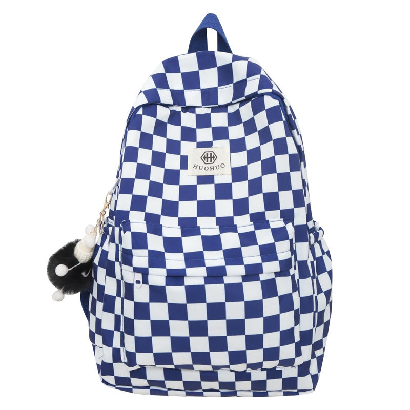 Women's Korean Fashion Chessboard Plaid College Junior Backpacks