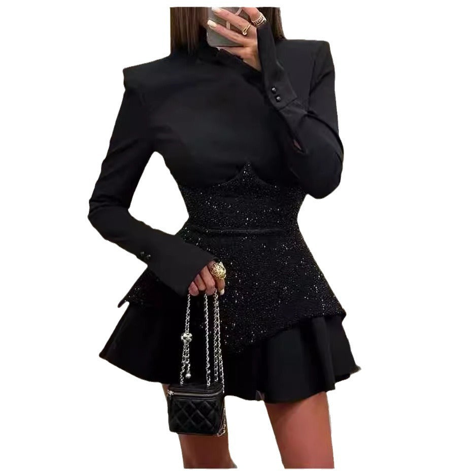 Long Sleeve Round Neck Sexy Party Dresses