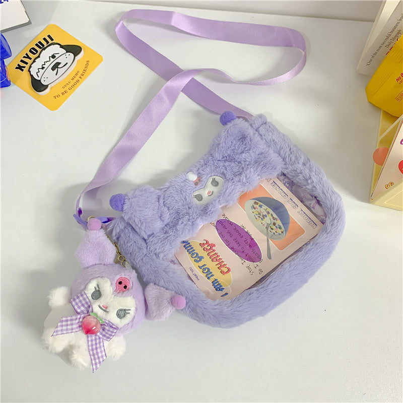 Cute Transparent Cartoon Plush Toy Doll Shoulder Bags