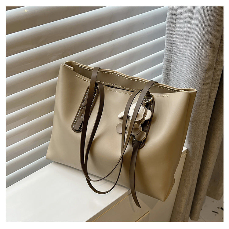 Women's Big Pocket Material Handmade Solid Color Crossbody Bags
