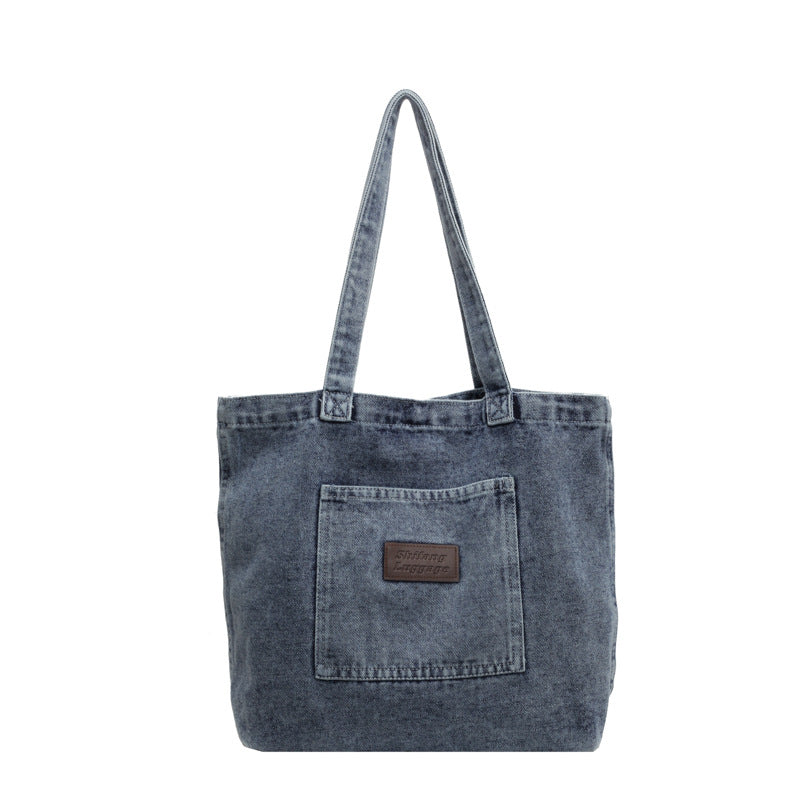 Women's Korean Style Leisure Washed-out Denim Fashion Shoulder Bags