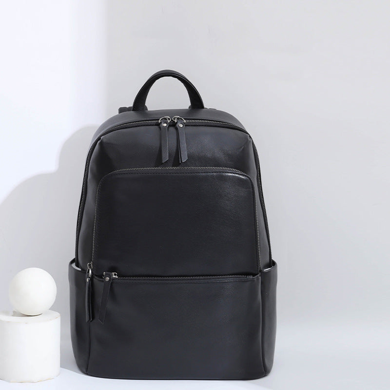 Men's Waterproof Commuter Computer First Layer Cattlehide Leather Fashion Backpacks