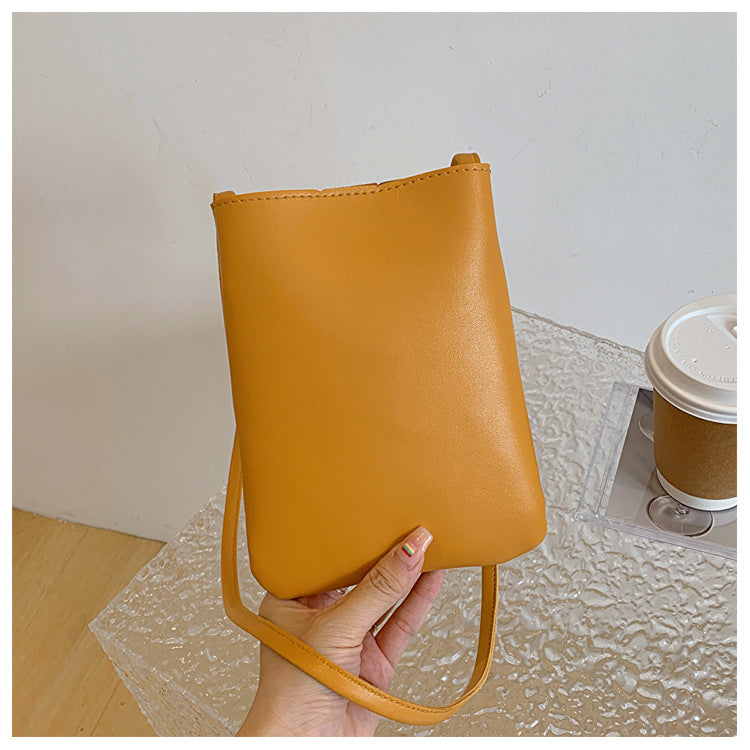 Korean Style Artistic Retro Solid Color Crossbody Bags