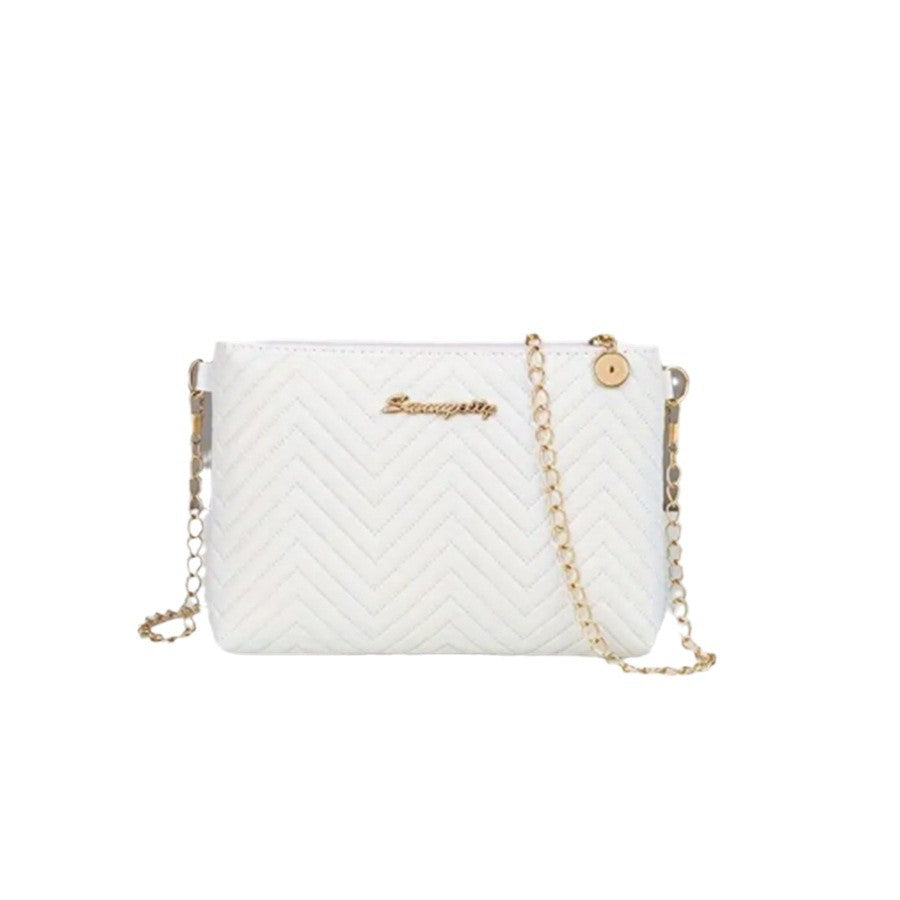 Women's Striped Solid Color High-grade Quilted Embroidered Crossbody Bags