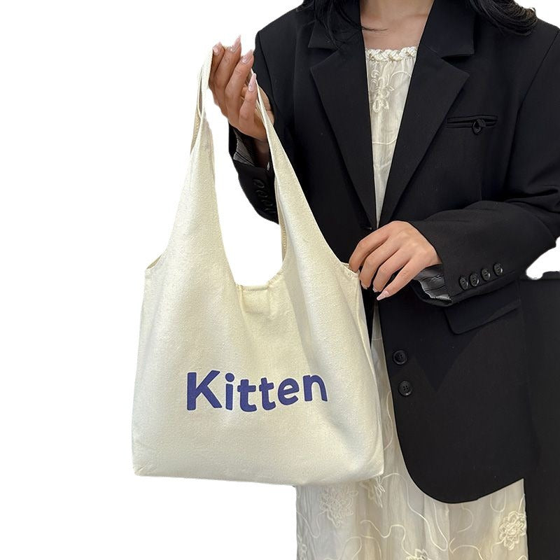 Women's Letter Canvas Korean Fashion Portable Large Bags