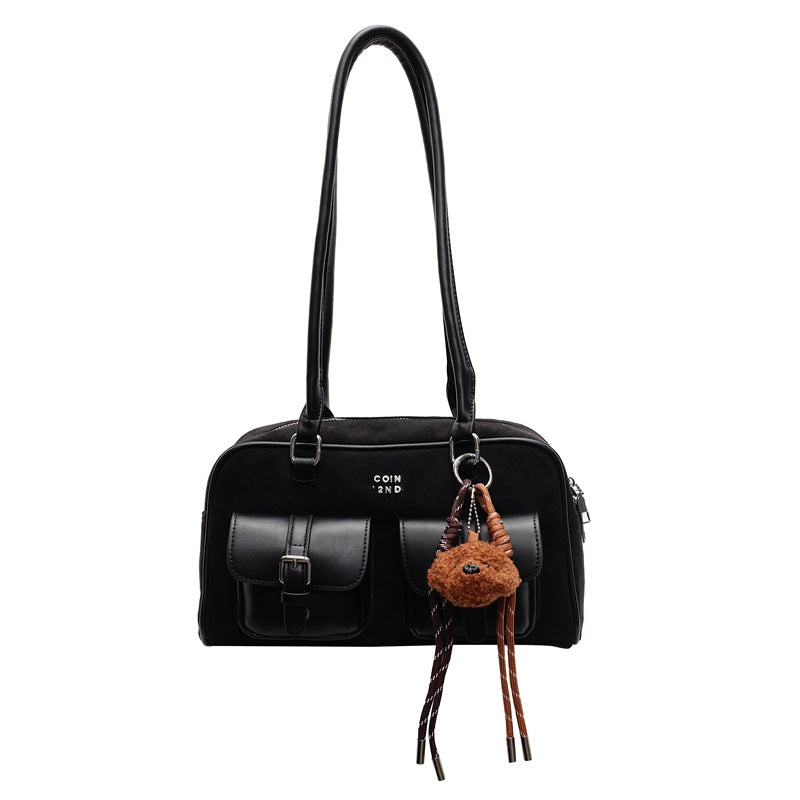 Women's Matte Stitching Portable Bowling Underarm Large Shoulder Bags