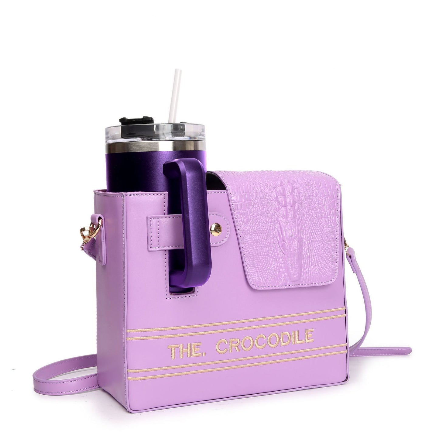 Crocodile Pattern Kettle Thermos Cup Beverage Crossbody Bags