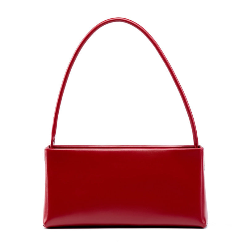 Women's French Stick Underarm Leather Design Red Crossbody Bags