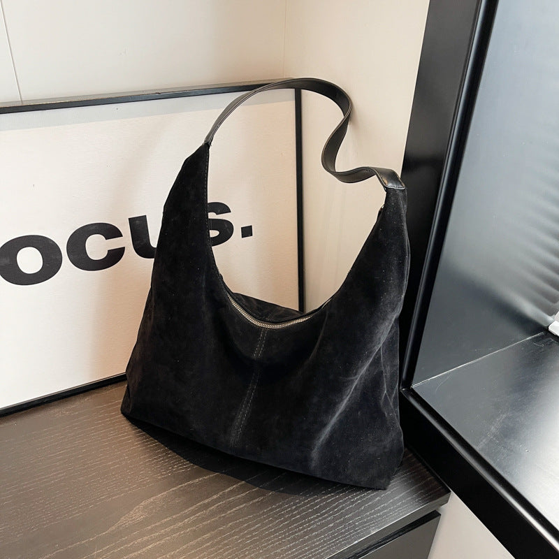 Women's Suede For Fashion Solid Color Large Shoulder Bags