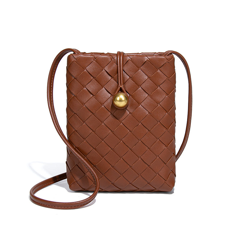 Women's Mini Vertical Woven Mobile Retro Niche Crossbody Bags