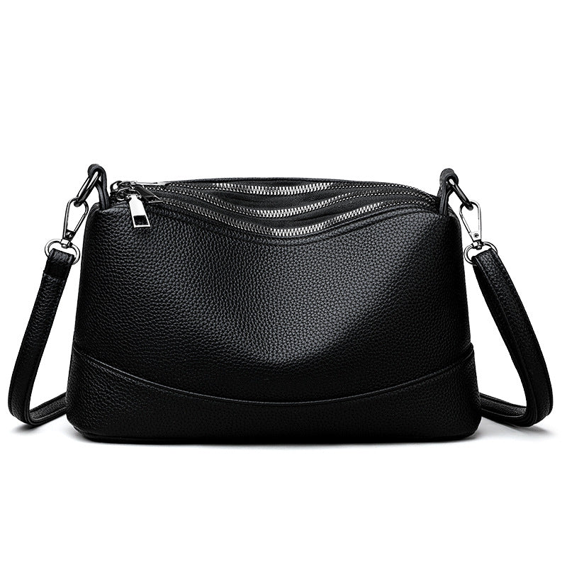 Women's Solid Color Large Soft Leather Capacity Commuter Crossbody Bags