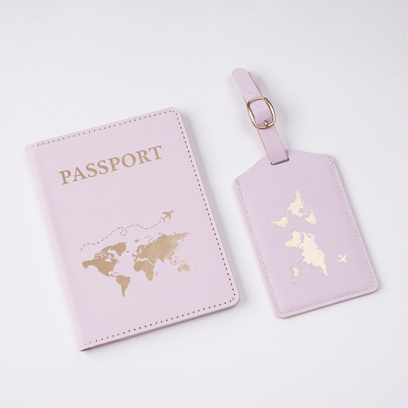 Oil Edge Bronzing Map Style Passport Cover Card Holder