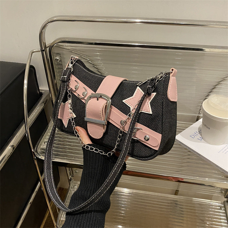 Women's Unique Sense Hot Denim Chain Portable Shoulder Bags