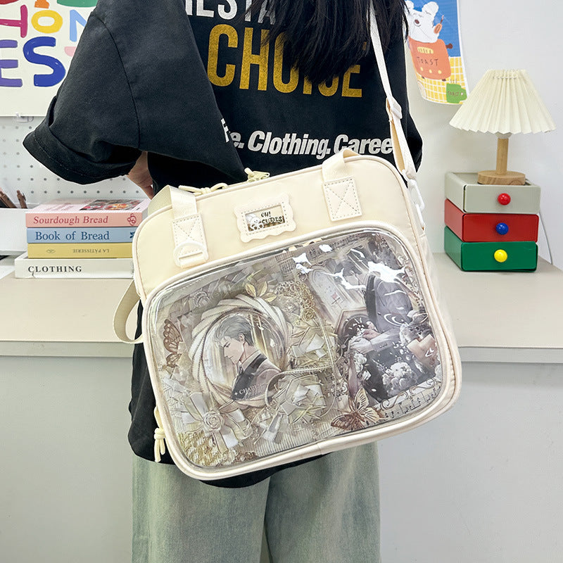 Large Capacity Class Transparent Cartoon Two-dimensional Shoulder Bags
