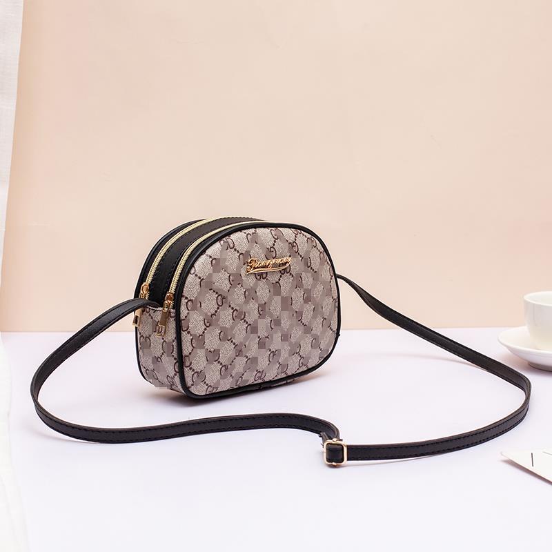 Fashion Printed Double Pull Retro Contrast Shoulder Bags