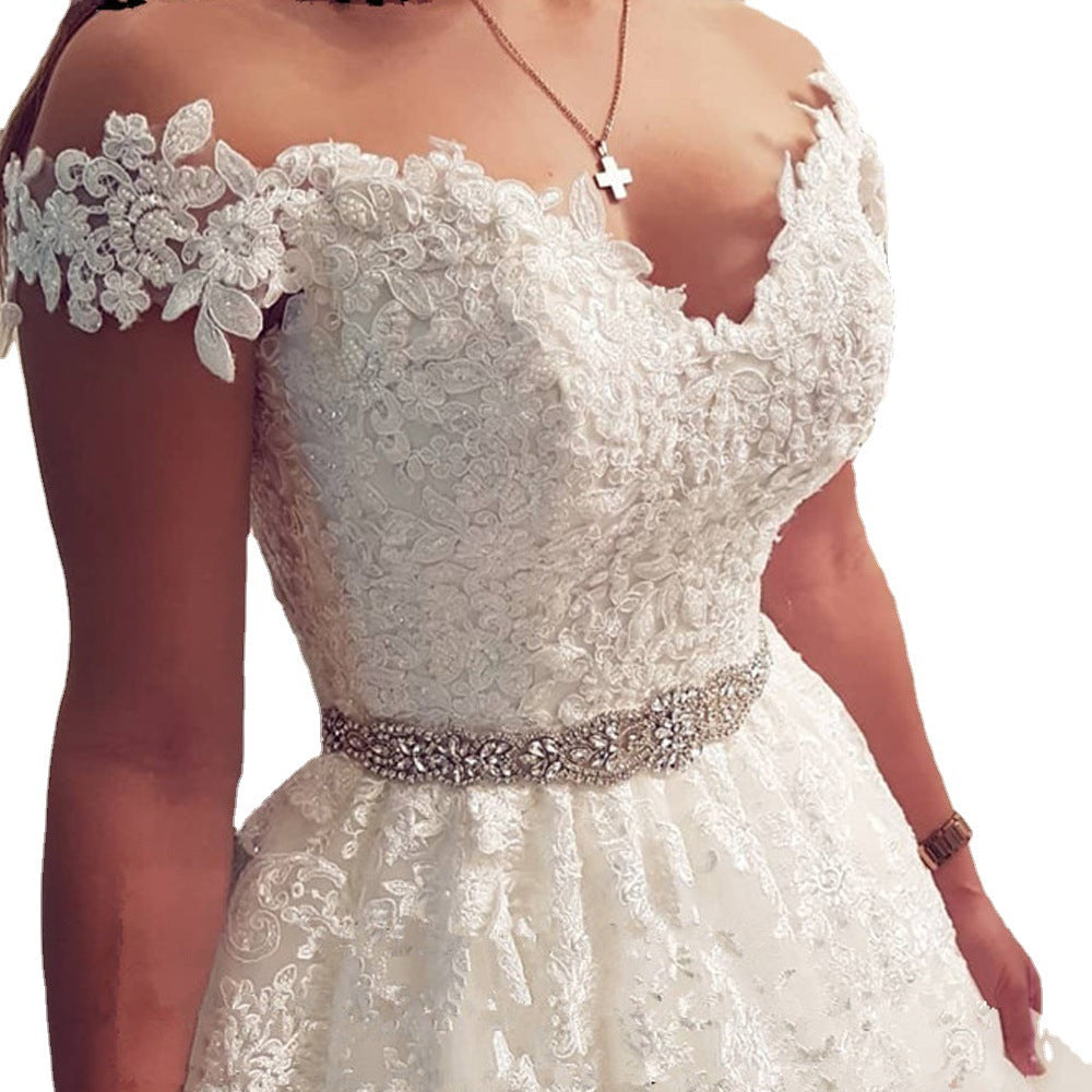 Fashion White Elegant Mid Waist A- Wedding Dresses