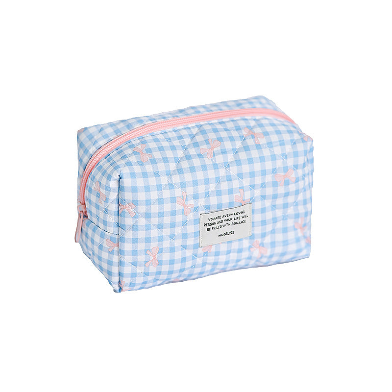 Quilted Plaid Large Capacity High-grade Cute Good-looking Buggy Cosmetic Bags