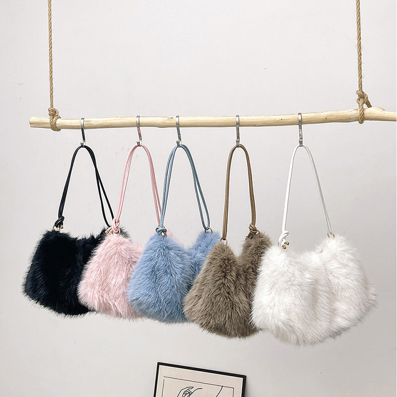 Women's Fur Fashion Underarm High-grade Portable Large Shoulder Bags