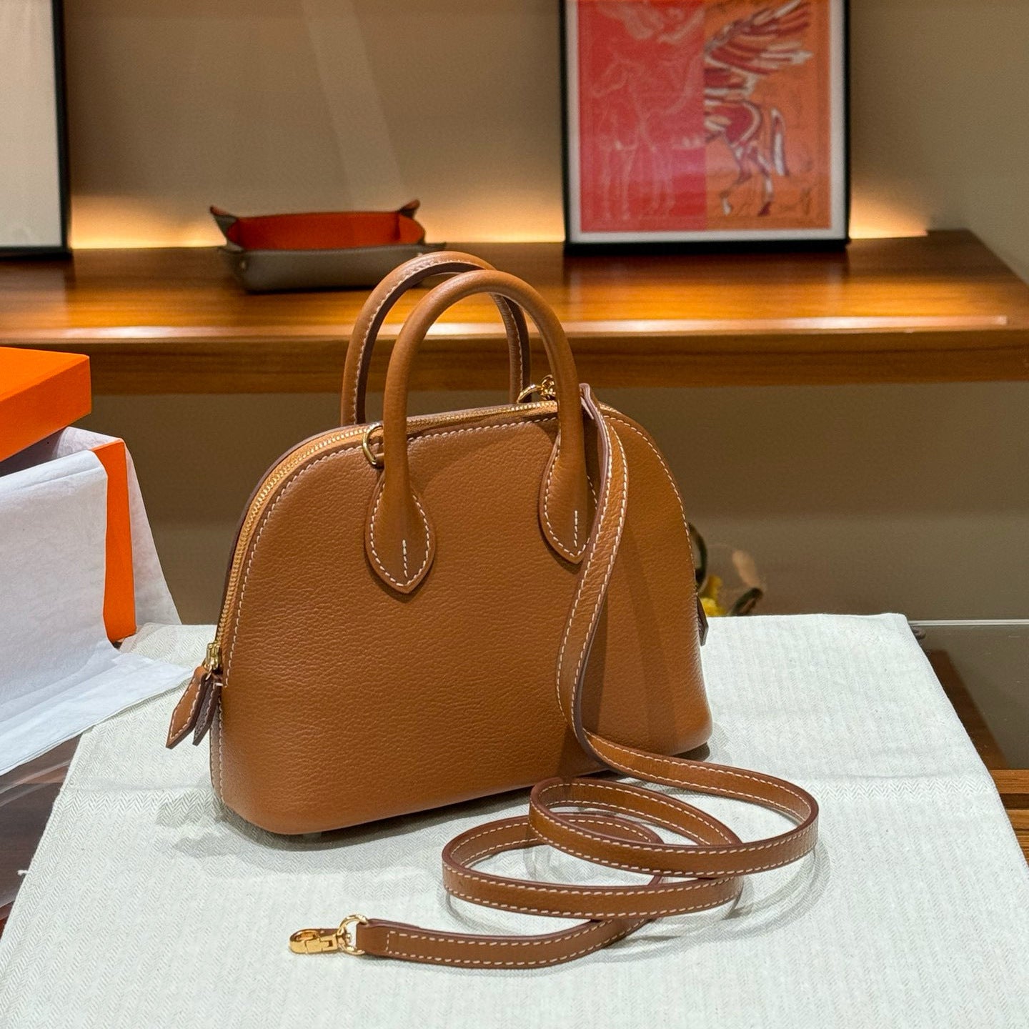 Genuine Leather Goat Pattern Bowling Shell High-grade Crossbody Bags