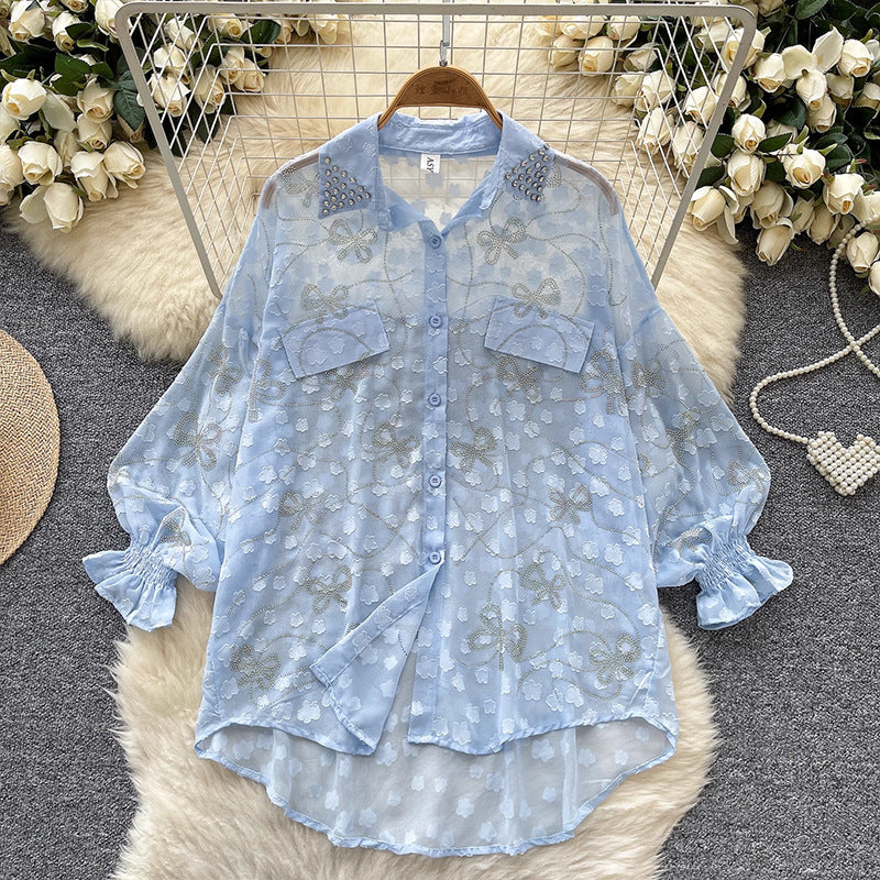 Women's Thin Long-sleeved Shirt Loose Slimming Casual Blouses