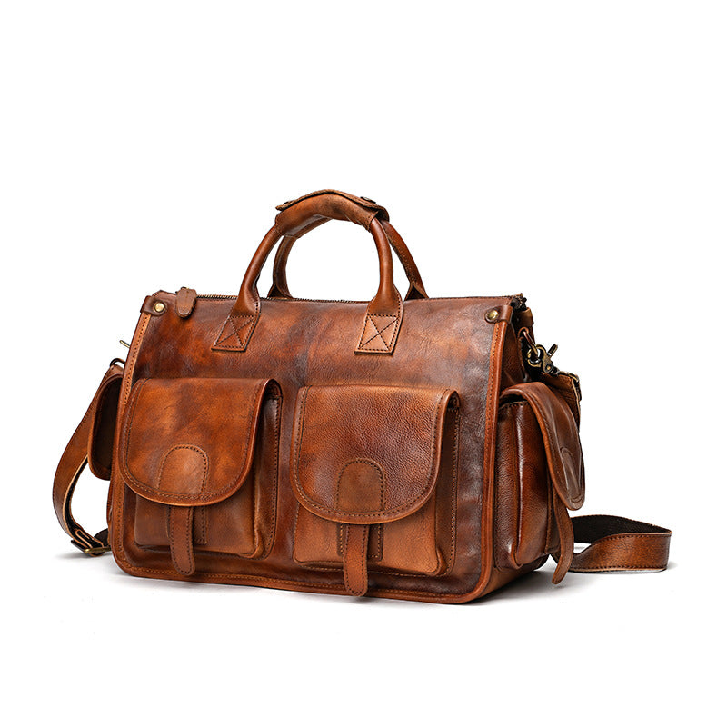 Men's Cowhide Brushed Leather Large Capacity Men's Messenger Bags