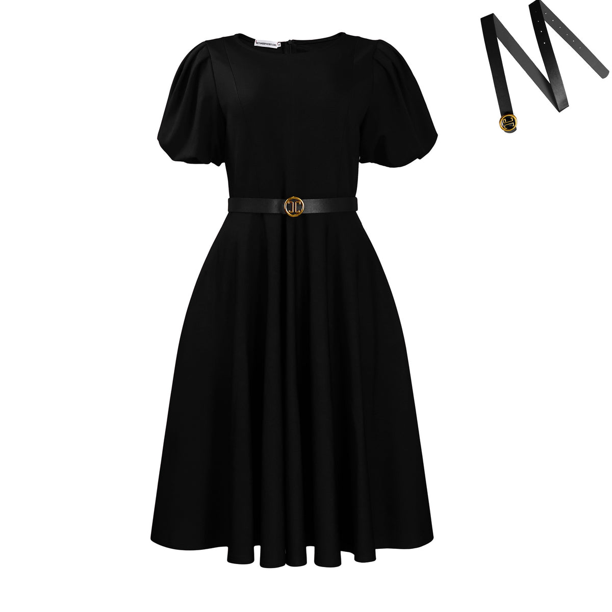 Women's Round Neck Elegant Large Hem Puff Sleeve Dress