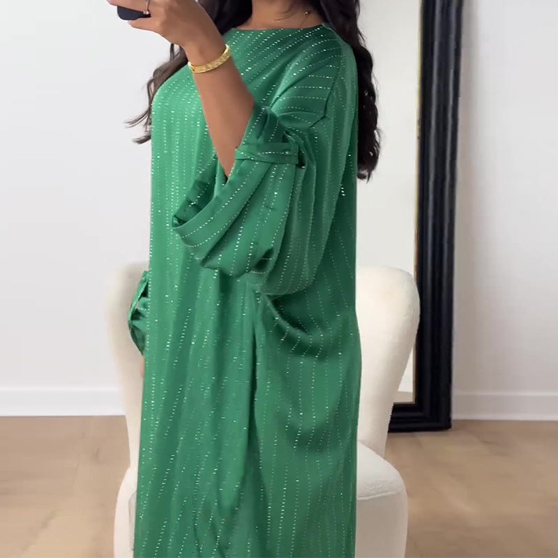 Women's Autumn Round Neck Solid Color Loose Casual Dresses