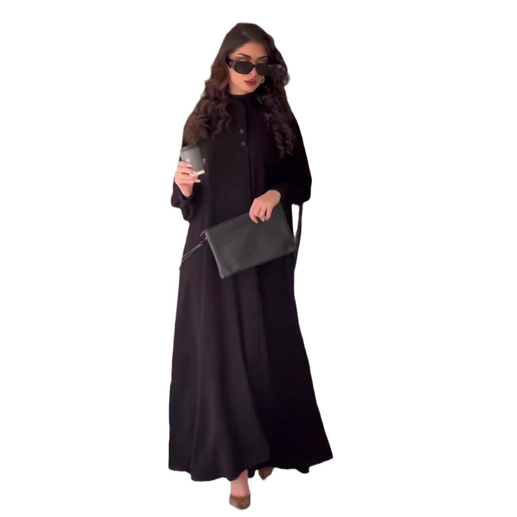 Muslim Spring Commuter Street Fashion Solid Dresses