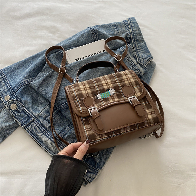 Style Checked Female Autumn Sausage Dog Backpacks