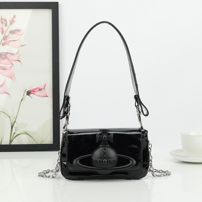 Women's Saturn Relief Underarm Queen Mother Baguette Small Square Bags