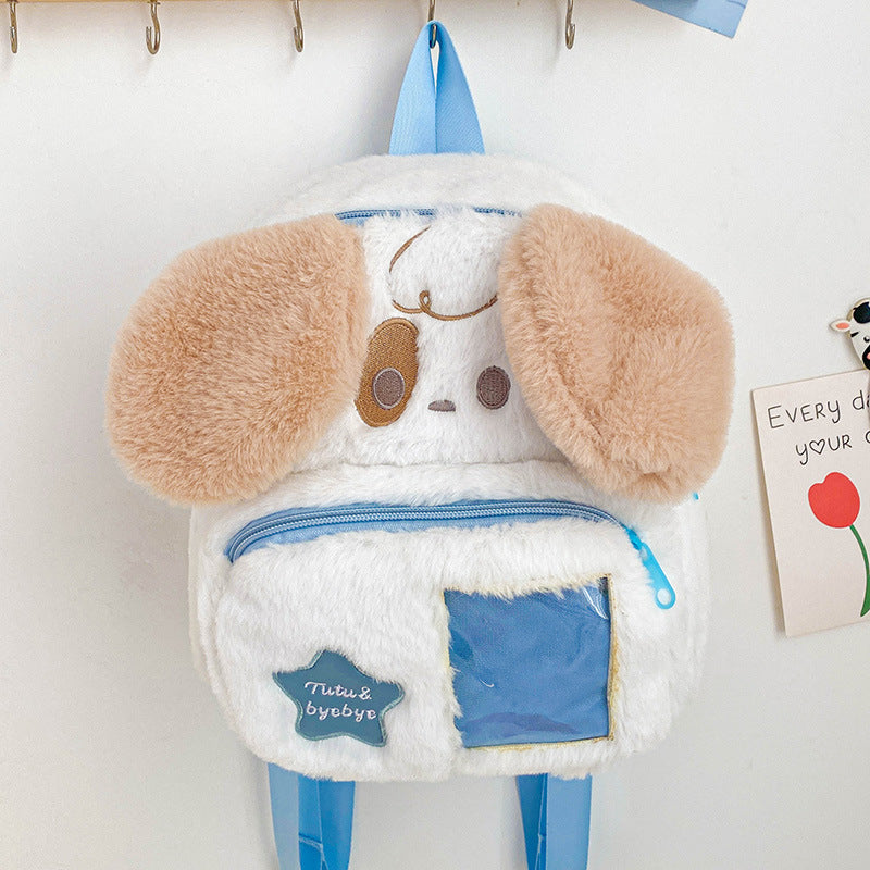 Plush Puppy Cartoon Cute Simple Furry Backpacks