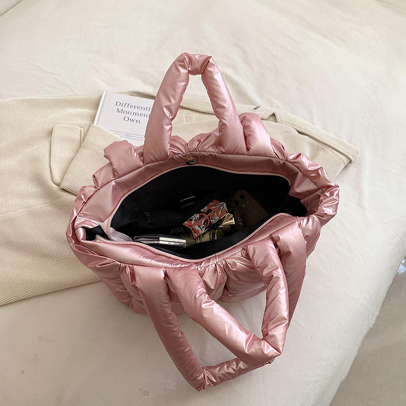 Women's Fashion Large Capacity Totes High-grade Shiny Simple Shoulder Bags